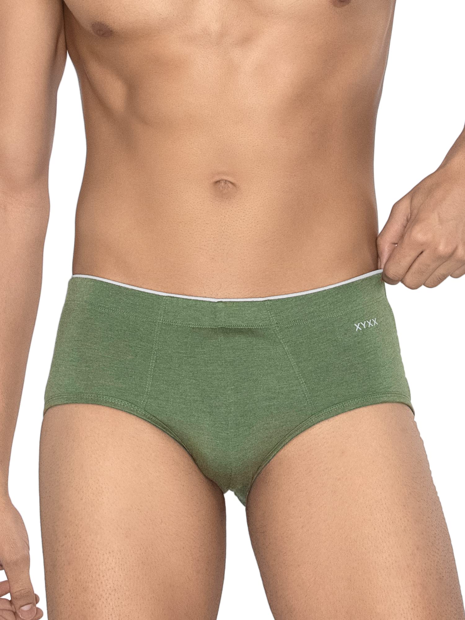 XYXX Mens Modal Regular Solid Briefs (Pack of 2) (XY_MR1_BRF_01_2_3_ICY Grey, Olive Green