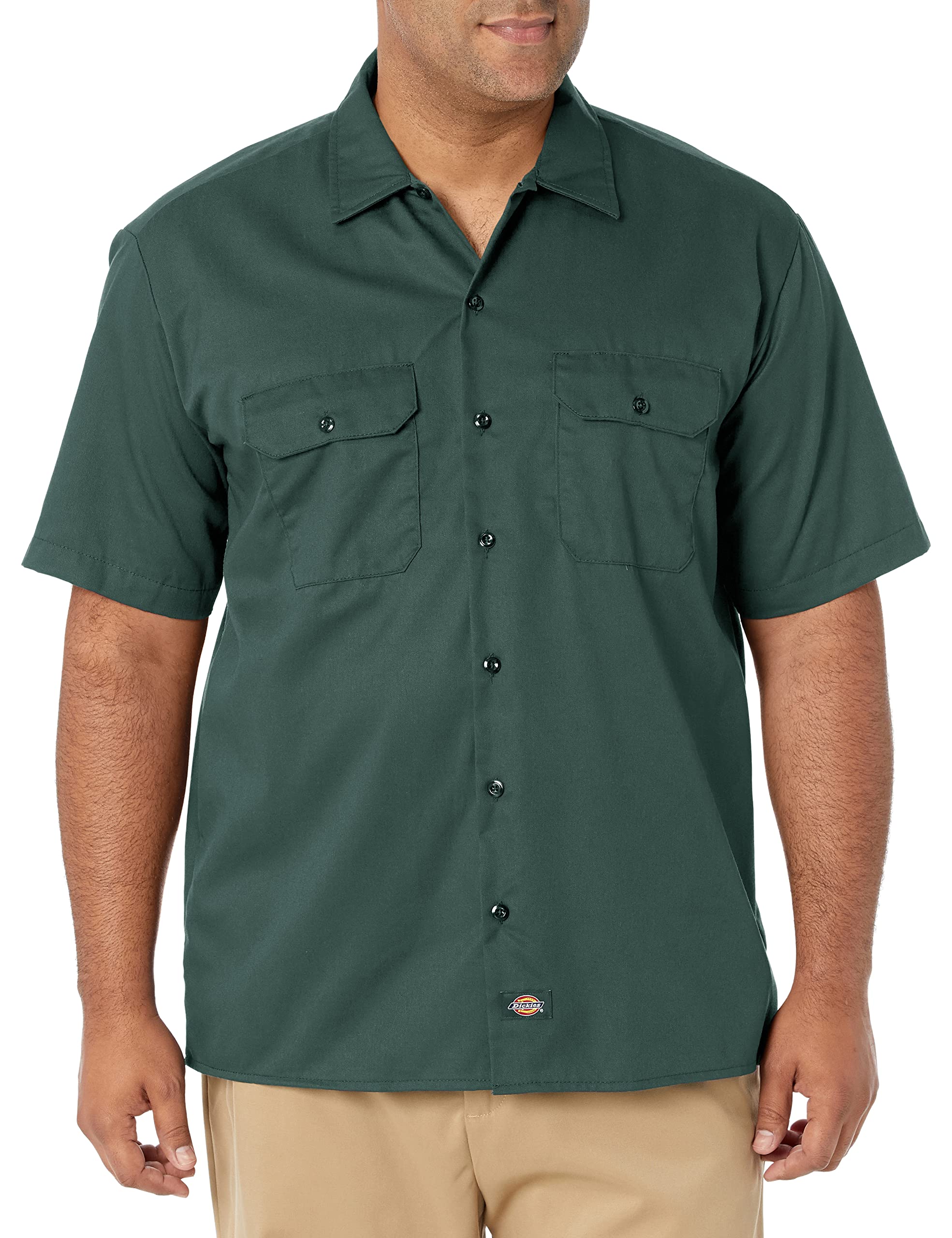 Dickies mens Short-sleeve Work Shirt, Hunter Green, X-Large