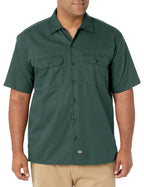 Dickies mens Short-sleeve Work Shirt, Hunter Green, Small