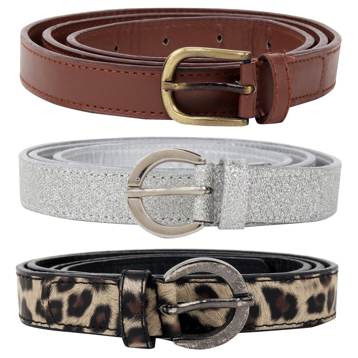 Jainsons WomenS Faux Leather Belt Combo (Brown, 36) 36