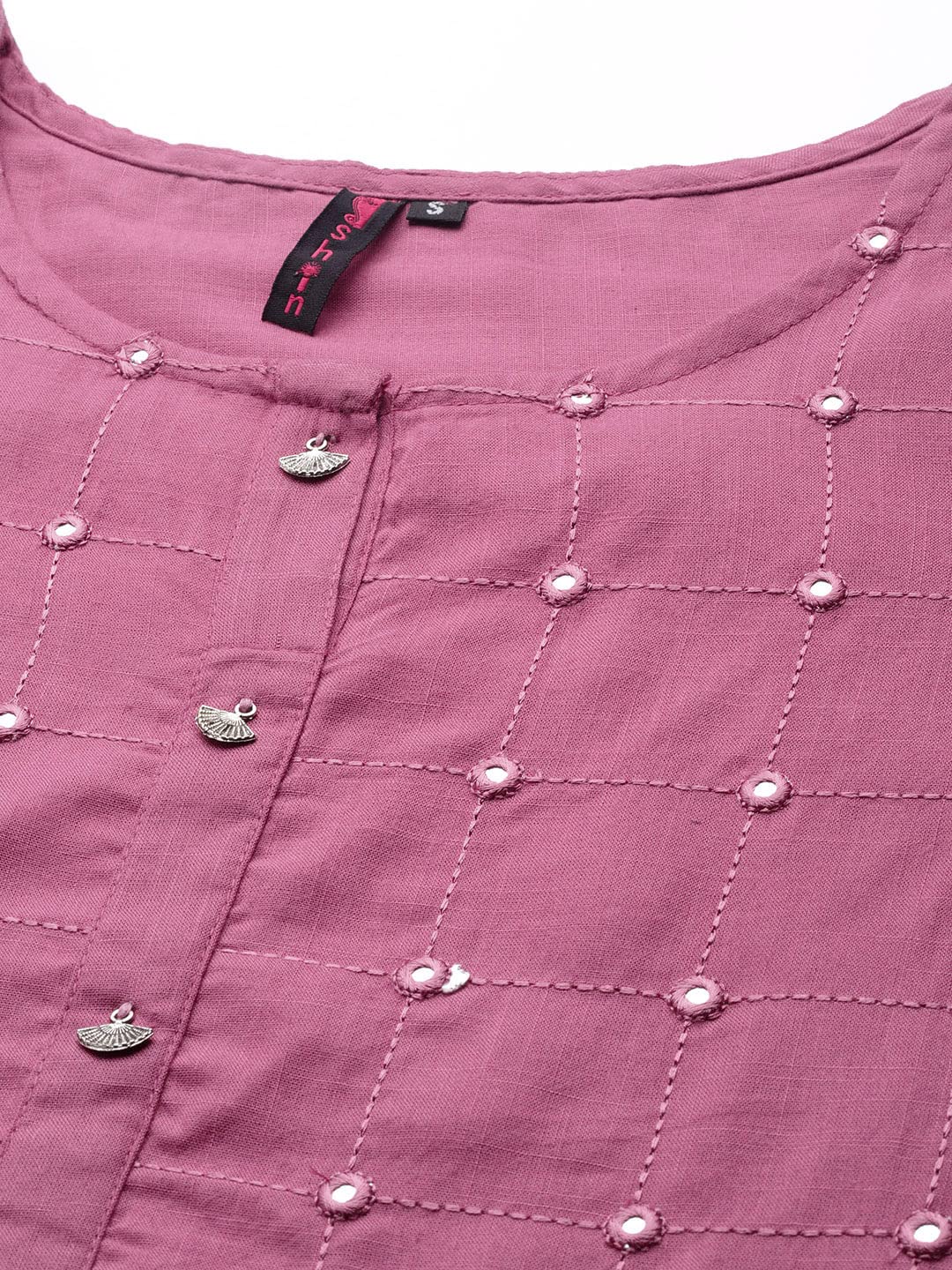 Ishin Women'S Viscose Rayon Purple Embroidered A-Line Kurta