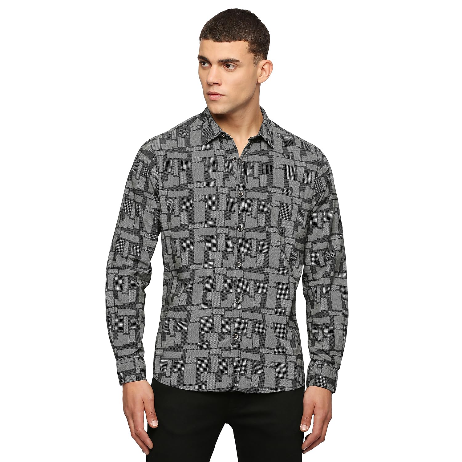 Black Printed Full Sleeved Shirt