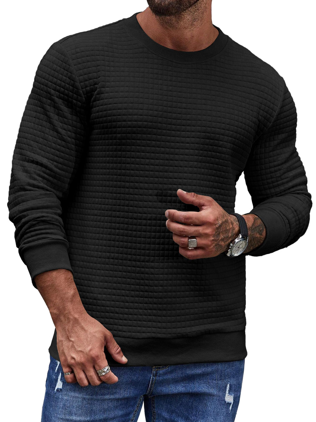 Noble Monk MenS Solid Round Neck Sweatshirt | Full Sleeves | Casual Sweatshirt For Men Black
