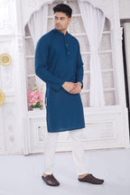 Divisive MenS Thread Embroidered Cotton Only Slim Fit Kurta (Dkrt637_Xxxl_Turquoise)