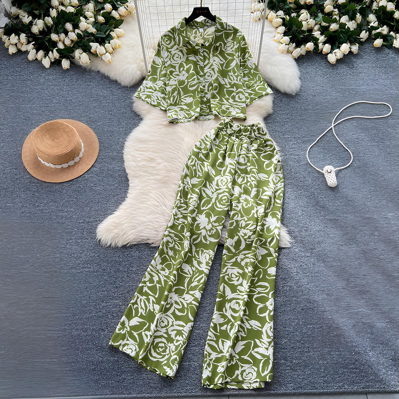 Gufrina Women For Co Ord Set|| Oversize Shirt|Shirt Collar Top| Flora Co-Ord Set For Women Print|Button-Down Casual Wear For Wom