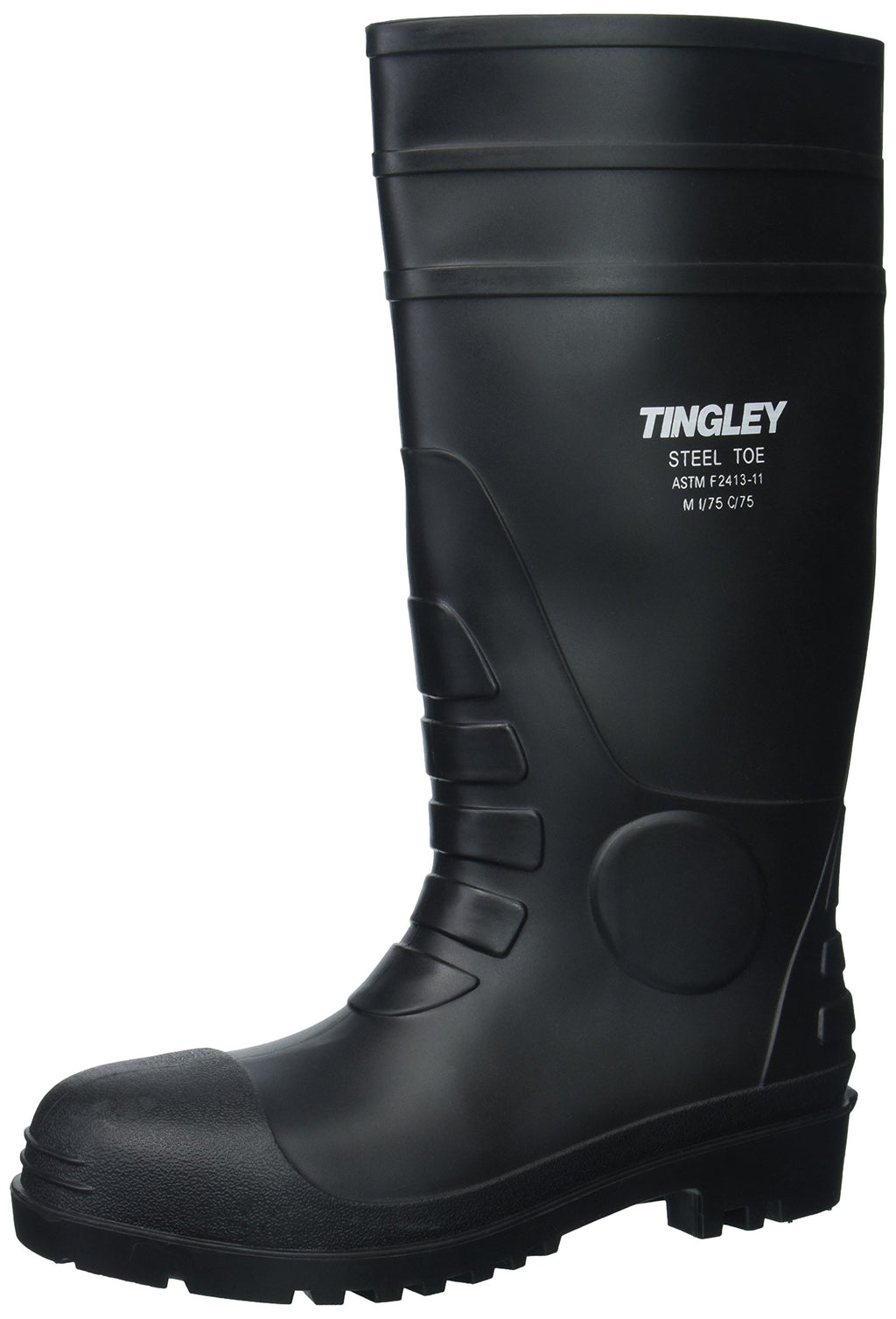 Tingley Rubber 31251.09 8 PVC Steel Toe Sock Boot- Black