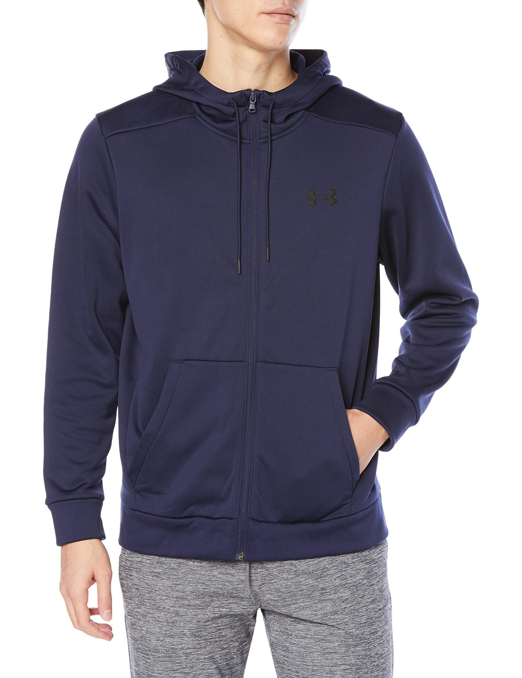 Under Armour Men's ArmourFleece Full Zip Hoodie, (410) Midnight Navy / / Black, Small