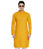 DIVISIVE Mens Sequince Embroidered Cotton Blend Only Kurta (DKRT1_XXL_Yellow)
