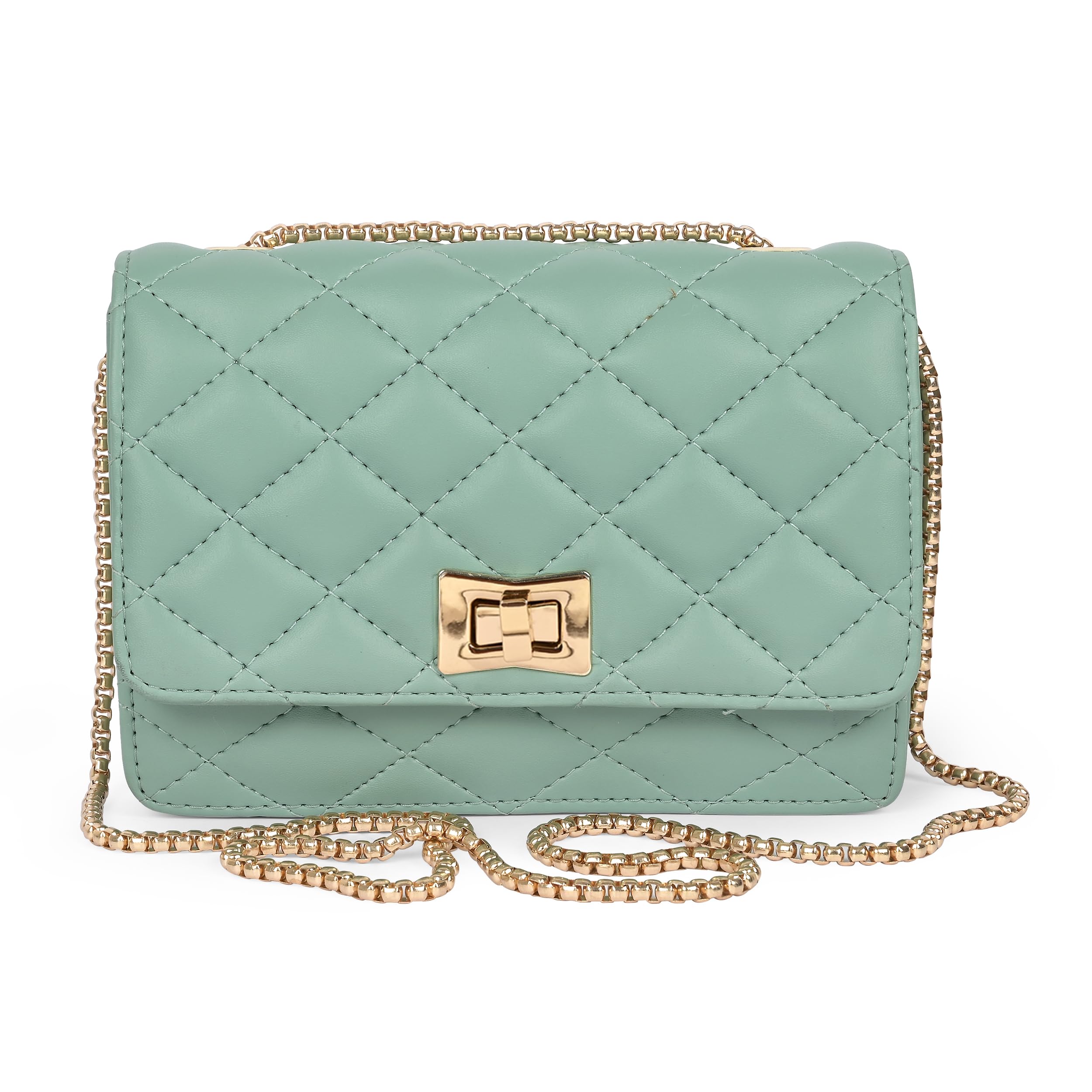ADISA Womens Girls Party Sling Bag with Gold Chain (SL5090-GRN_Green)