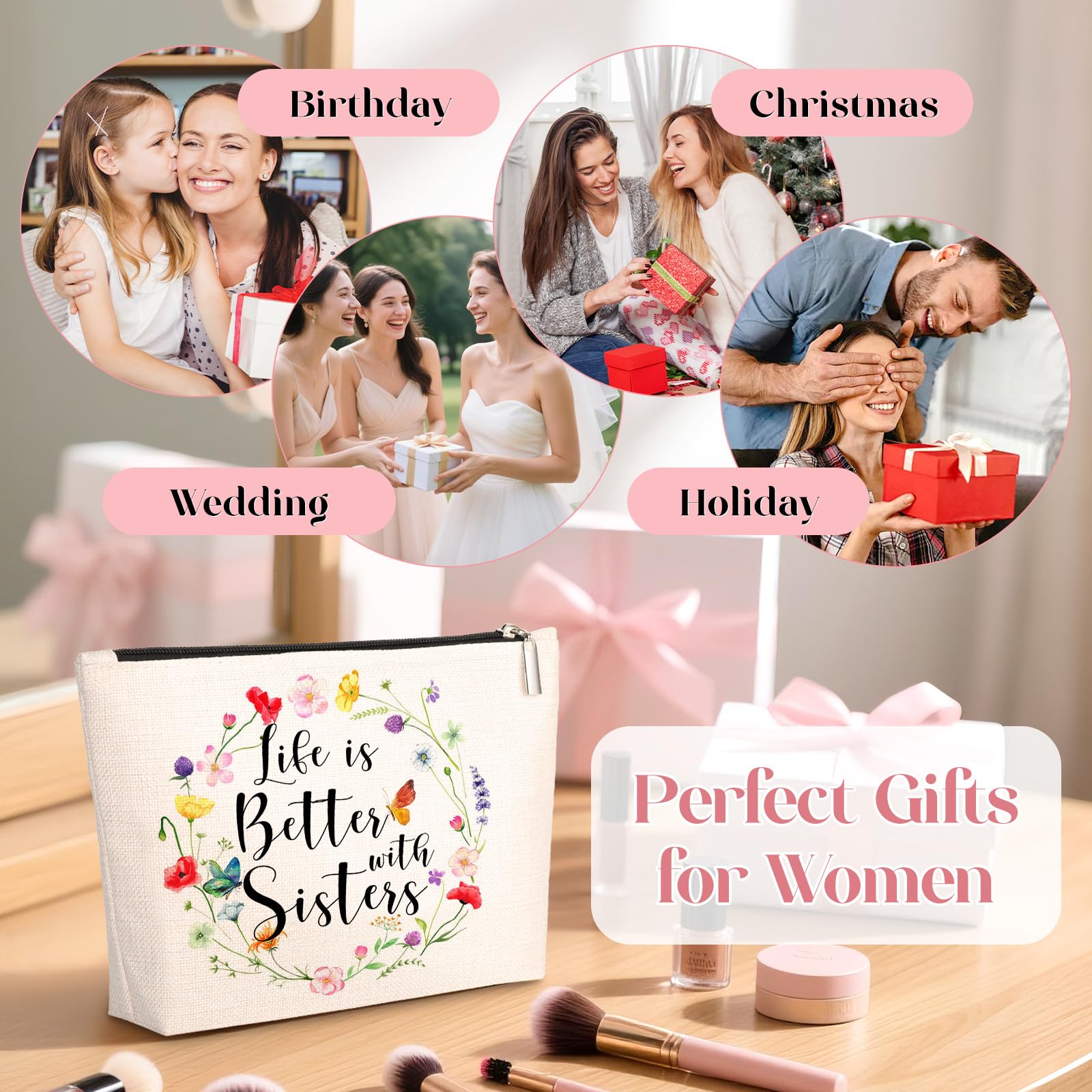 GevGuxLuo Sister Gifts from Sisters -Sister Birthday Gifts -Christmas Gift for Sister In Law Big/Little Sister -Sisters Makeup B