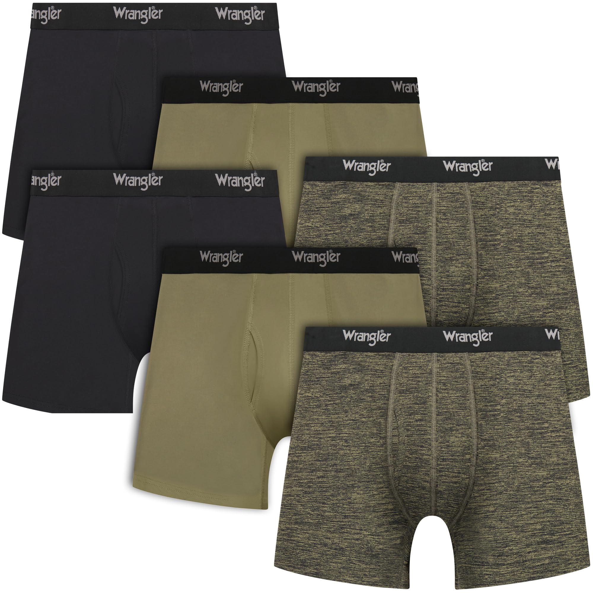 Wrangler Mens Cooling Boxer Briefs, 6    Inseam, Moisture-Wicking, Stretch Fabric, Pack of 6, Quick Dry