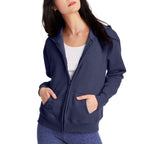 Hanes Women's EcoSmart Full-Zip Hoodie Sweatshirt, Navy Heather, x Large