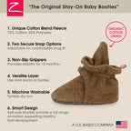 Zutano Unisex Cozie Fleece Baby Booties with Grippers, Baby Essentials, Mocha Heather, 18 Months