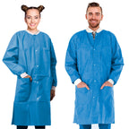 AMZ Medical Supply Disposable Lab coats for Adults Small, Blue SMS Medical PPE Disposable clothing 100 Pack, Waterproof Lab coat