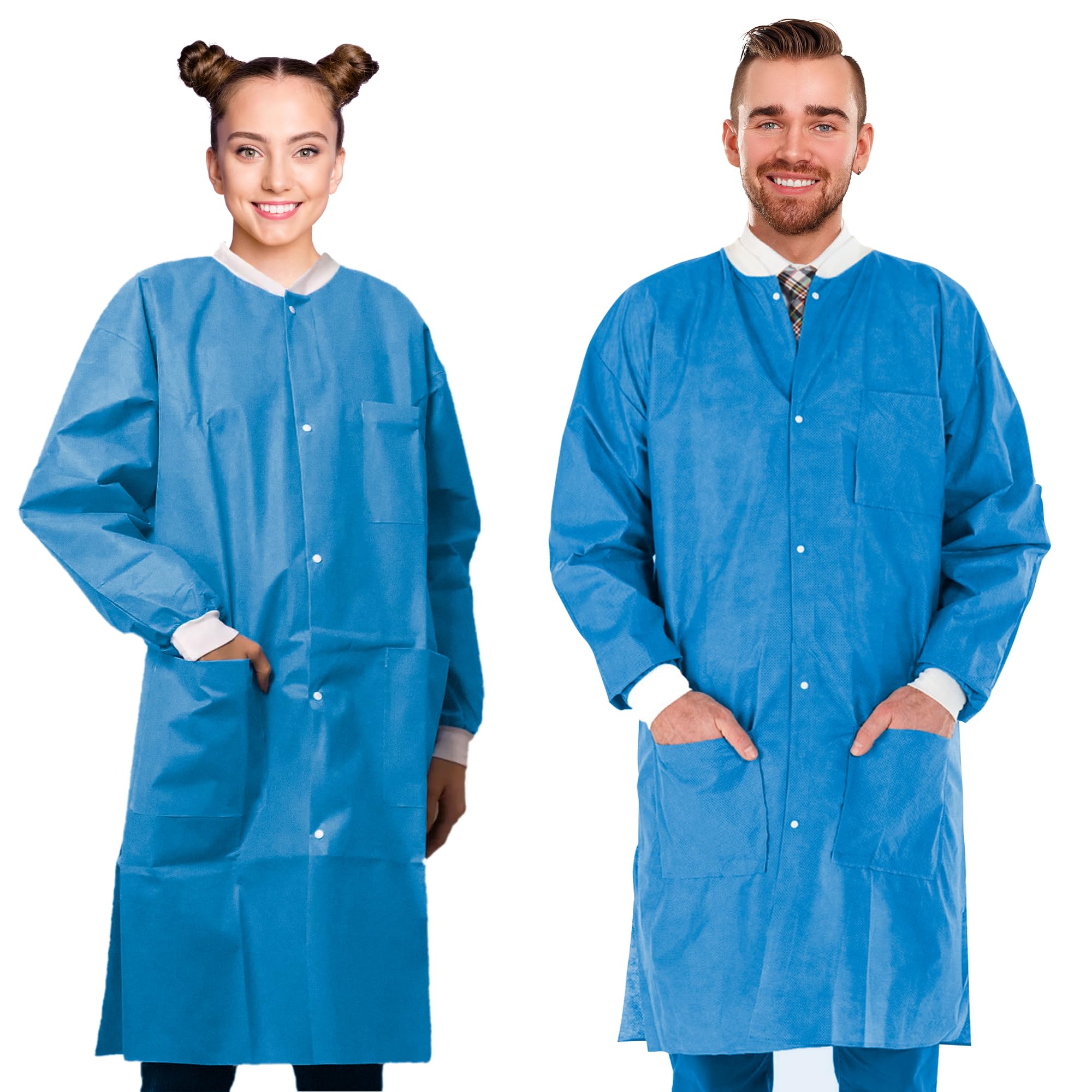 AMZ Medical Supply Disposable Lab coats for Adults Small, Blue SMS Medical PPE Disposable clothing 100 Pack, Waterproof Lab coat