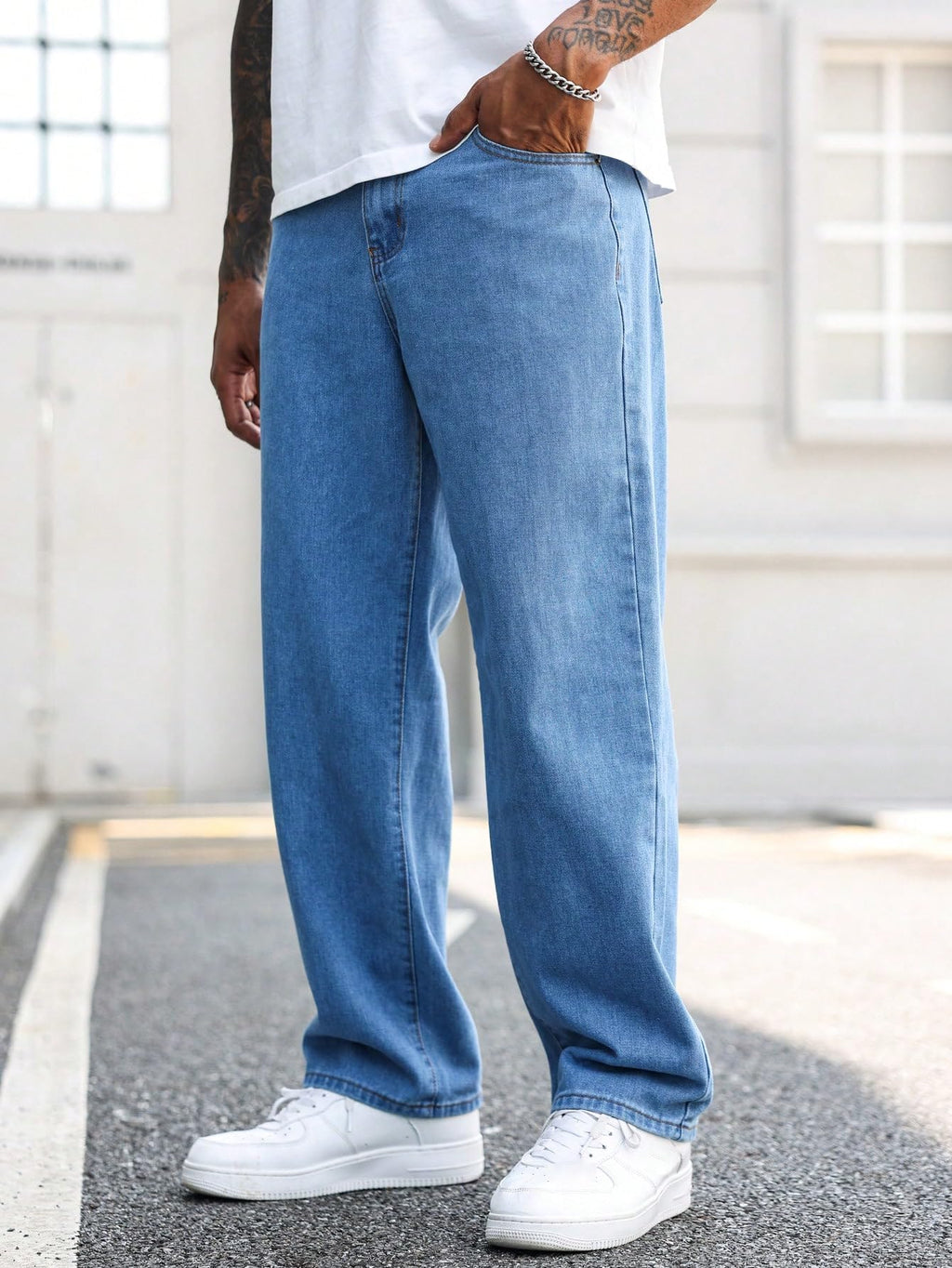 Kotty MenS Solid Zero Gravity Baggy Storm Breaker Shadow Jeans(Blue,30)