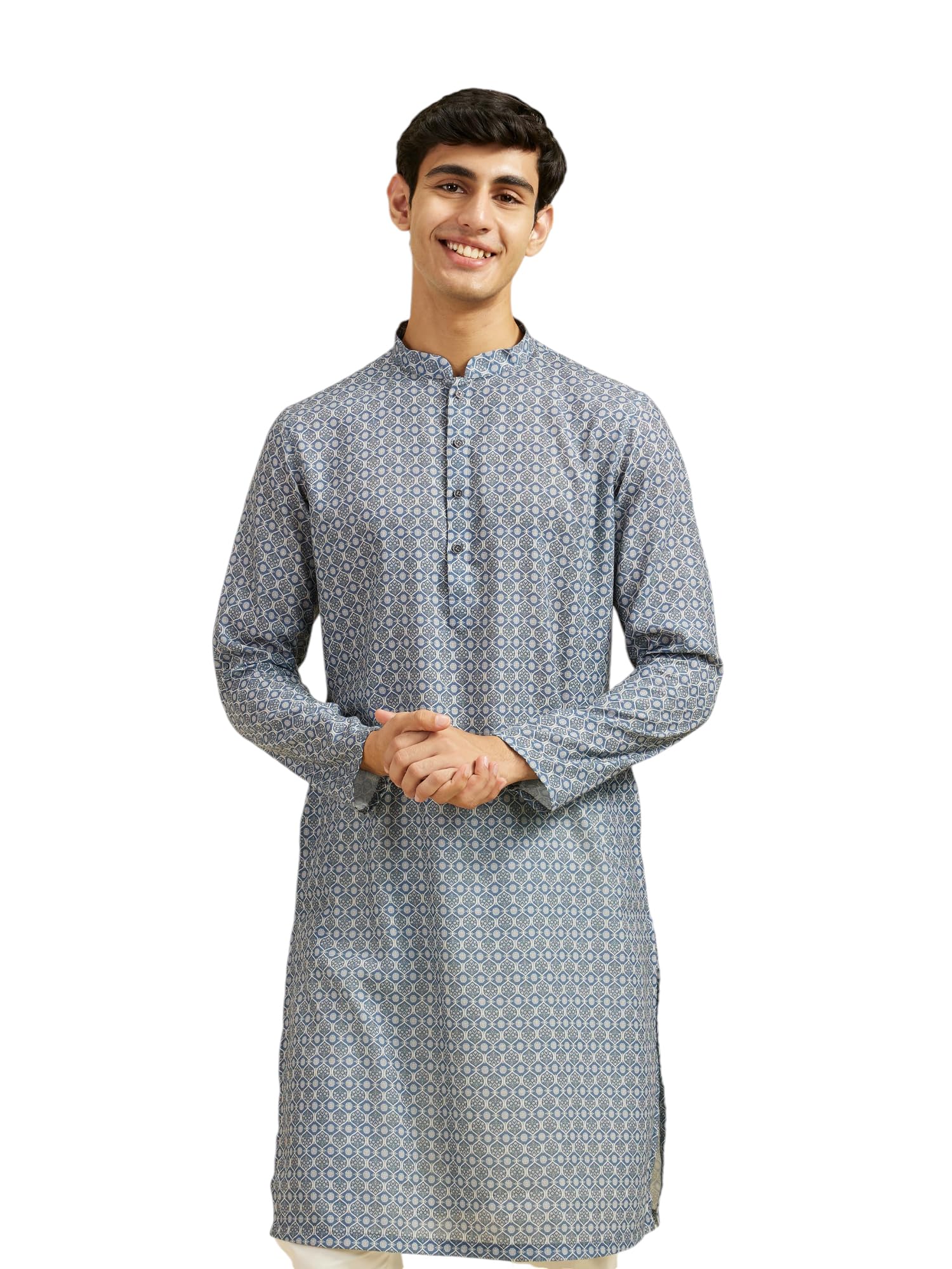 Diwas By Manyavar MenS Cotton Blend Printed Kurta (Blue,Xxl)
