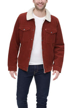 Levi's Men's Corduroy Sherpa Trucker Jacket, Rust, Medium