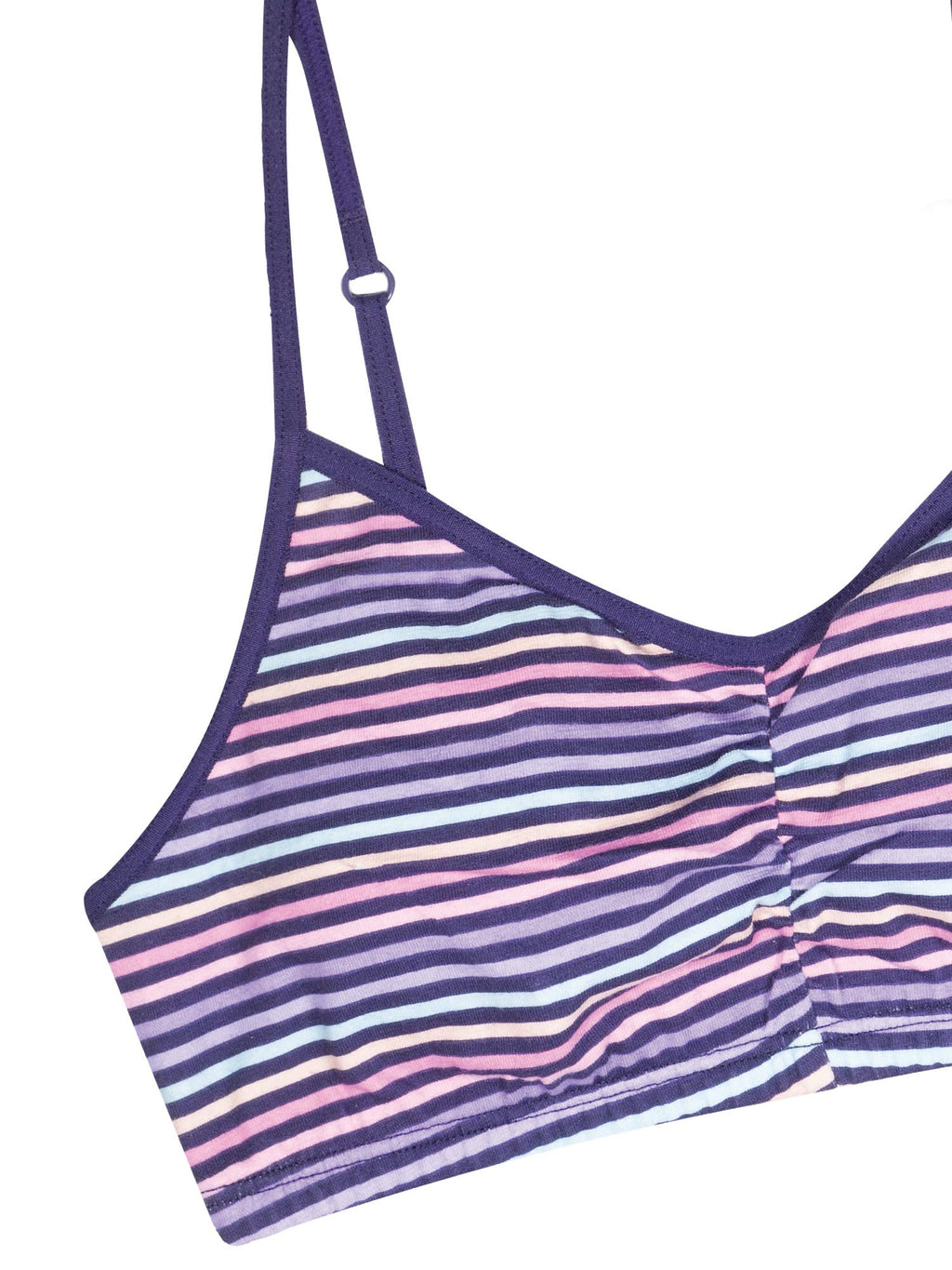 Fruit of the Loom Girls' Bra with Removable Cookies, 2-Pack, Happy Stripe/White, 28