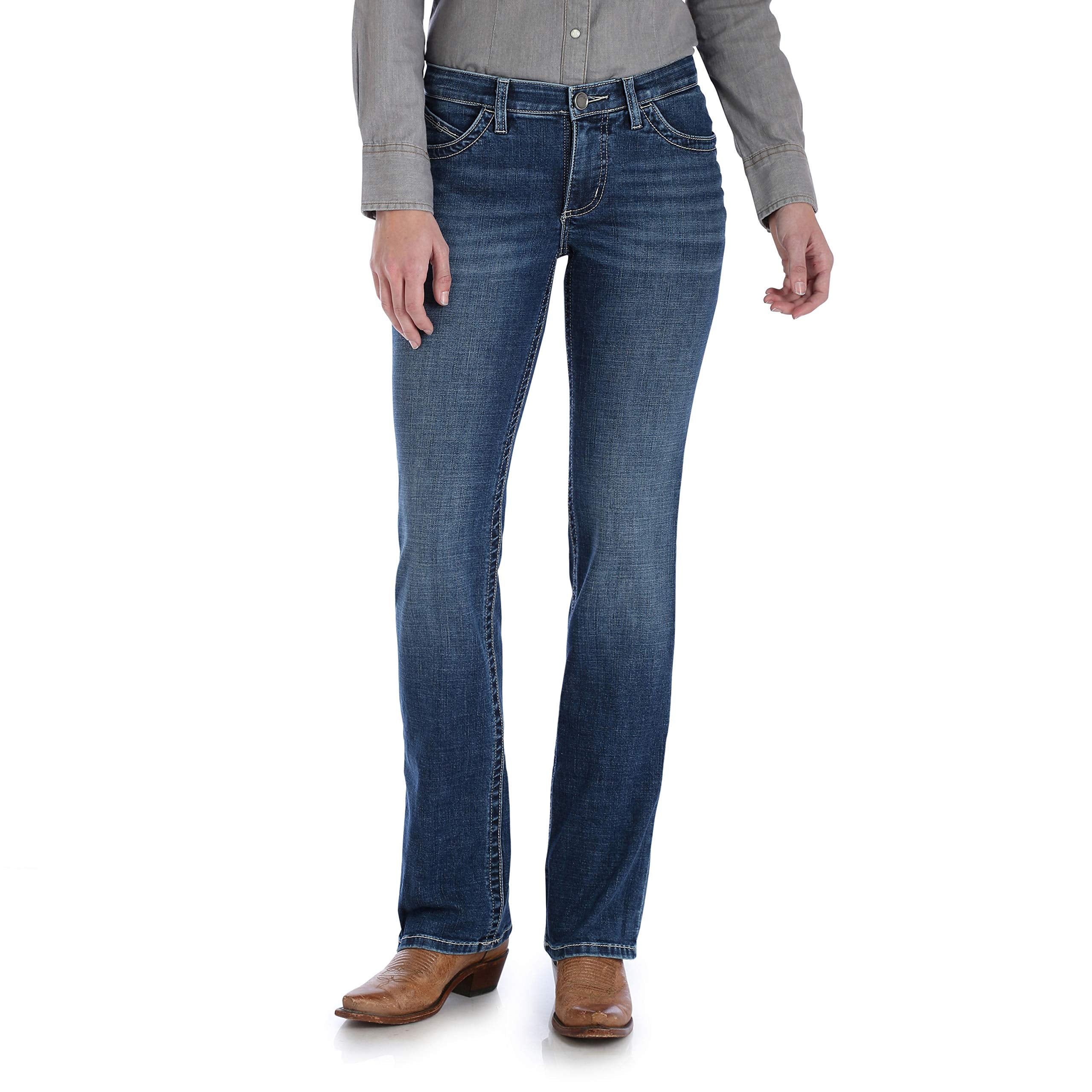 Wrangler Women's Willow Mid Rise Performance Waist Boot Cut Ultimate Riding Jean, Davis, 1-36