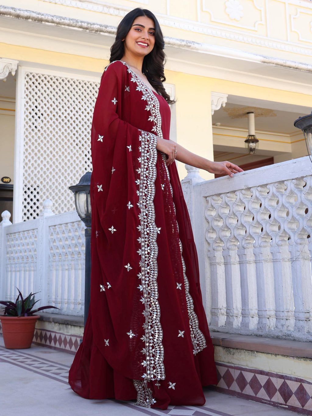 Fashion Basket Pink Georgette Anarkali Kurta For Women