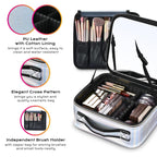 BYOOTIQUE Makeup Bag Travel Makeup Case 10 Cosmetic Storage Case Portable Makeup Artist Storage Box with Mirror & Adjustable Div