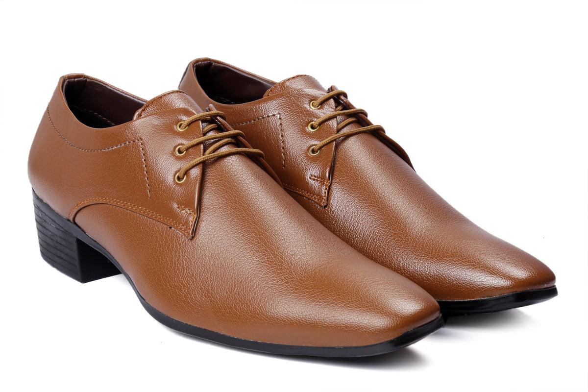 YUVRATO BAXI Mens Tan Height Increasing Synthetic Material Formal Derby LaceUp Shoes9 UK 9