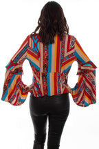 SERAPE L/S TOP W/RUFFLE
