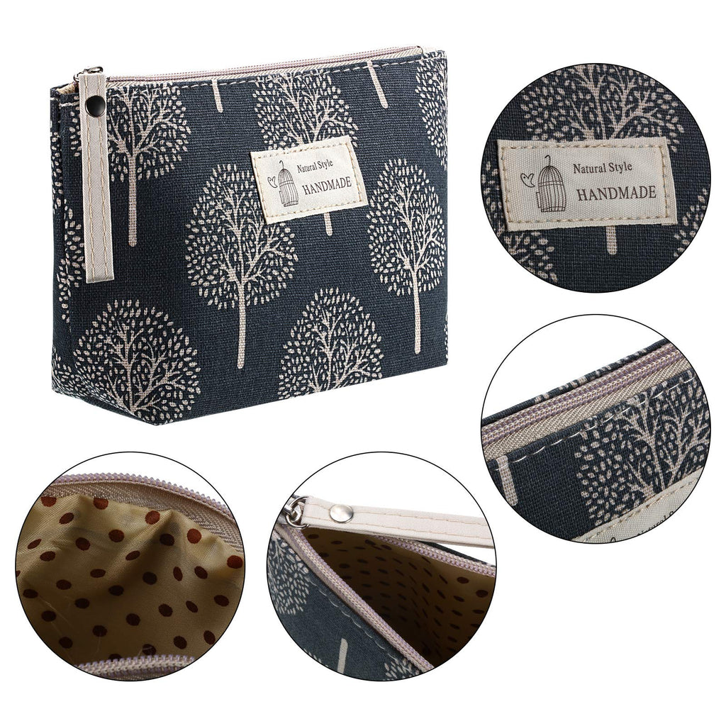 4 Pieces Canvas Cosmetic Bags Set Printed Makeup Bags with Zipper Multi-Functional Travel Pouch for Women Girls Vacation Travel