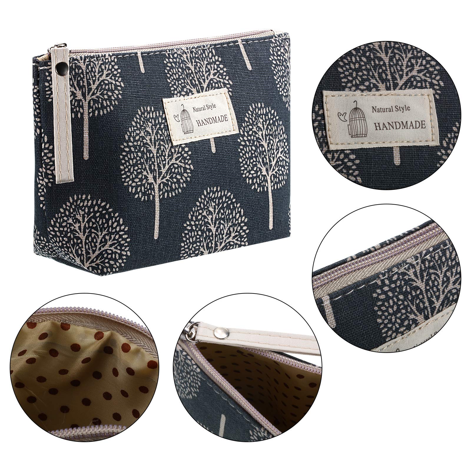 4 Pieces Canvas Cosmetic Bags Set Printed Makeup Bags with Zipper Multi-Functional Travel Pouch for Women Girls Vacation Travel