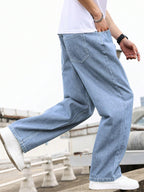 Kotty MenS Solid Zero Gravity Baggy Storm Breaker Shadow Jeans(Blue,30)