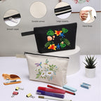 Sinzip 10 Pieces Cotton Canvas Makeup Bag with Bottom, Multi Purpose Cosmetic Bag with Zipper MN-WB07 Wb07