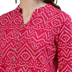 Ishin Women'S Pure Cotton Pink Printed Straight Kurta Suit Set With Pant