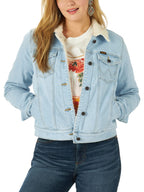 Wrangler Women's Retro Sherpa Lined Jacket, Bleach Denim, Small