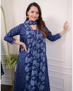 Nermosa Women Printed A-Line Kurta And Pant Set With Duppatta (X-Large)