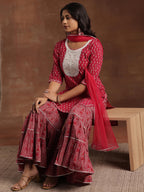 Libas WomenS Cotton Floral Kurta Set (36623 Pink