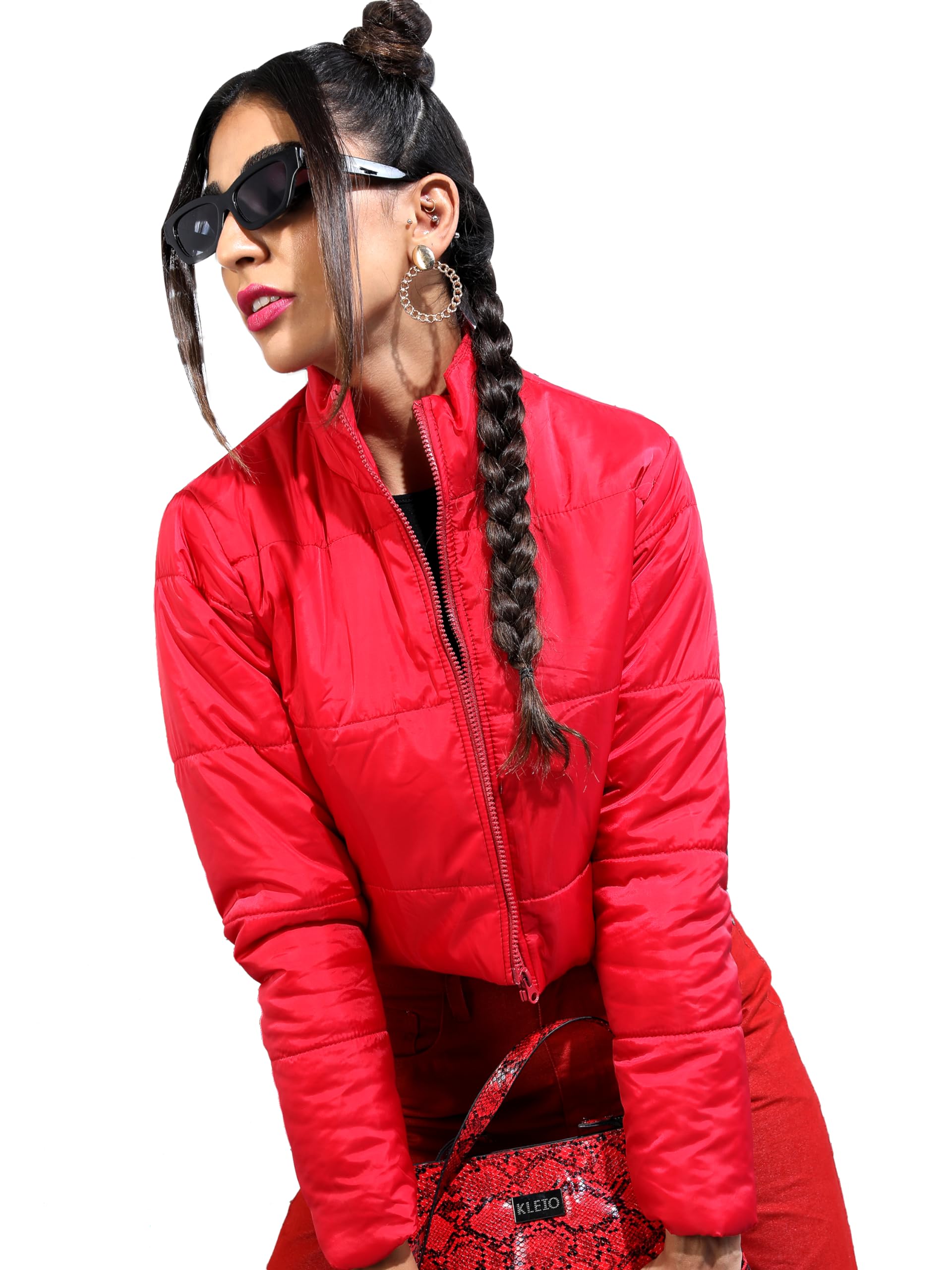Ketch Women Full Sleeve Regular Fit Jacket Khjk000055 Red L