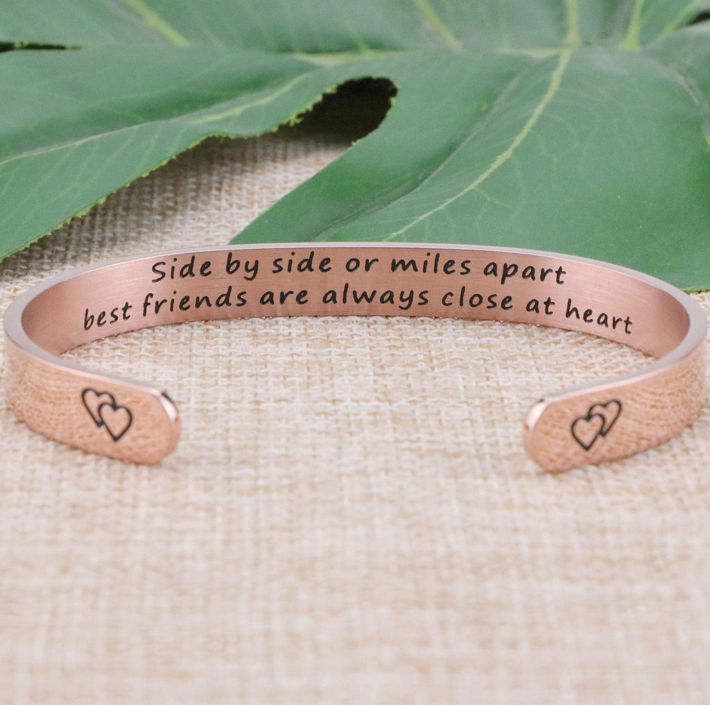 JoycuFF Christmas Gifts Best Friends Bracelets for Women Friendship Cuff Bang Bracelet Jewelry Gift for Women Say Side by Side o