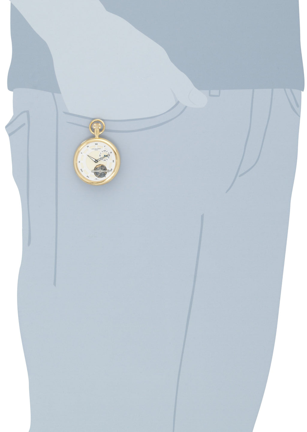 Charles-Hubert, Paris 3901-G Classic Collection Gold-Plated Open Face Mechanical Pocket Watch