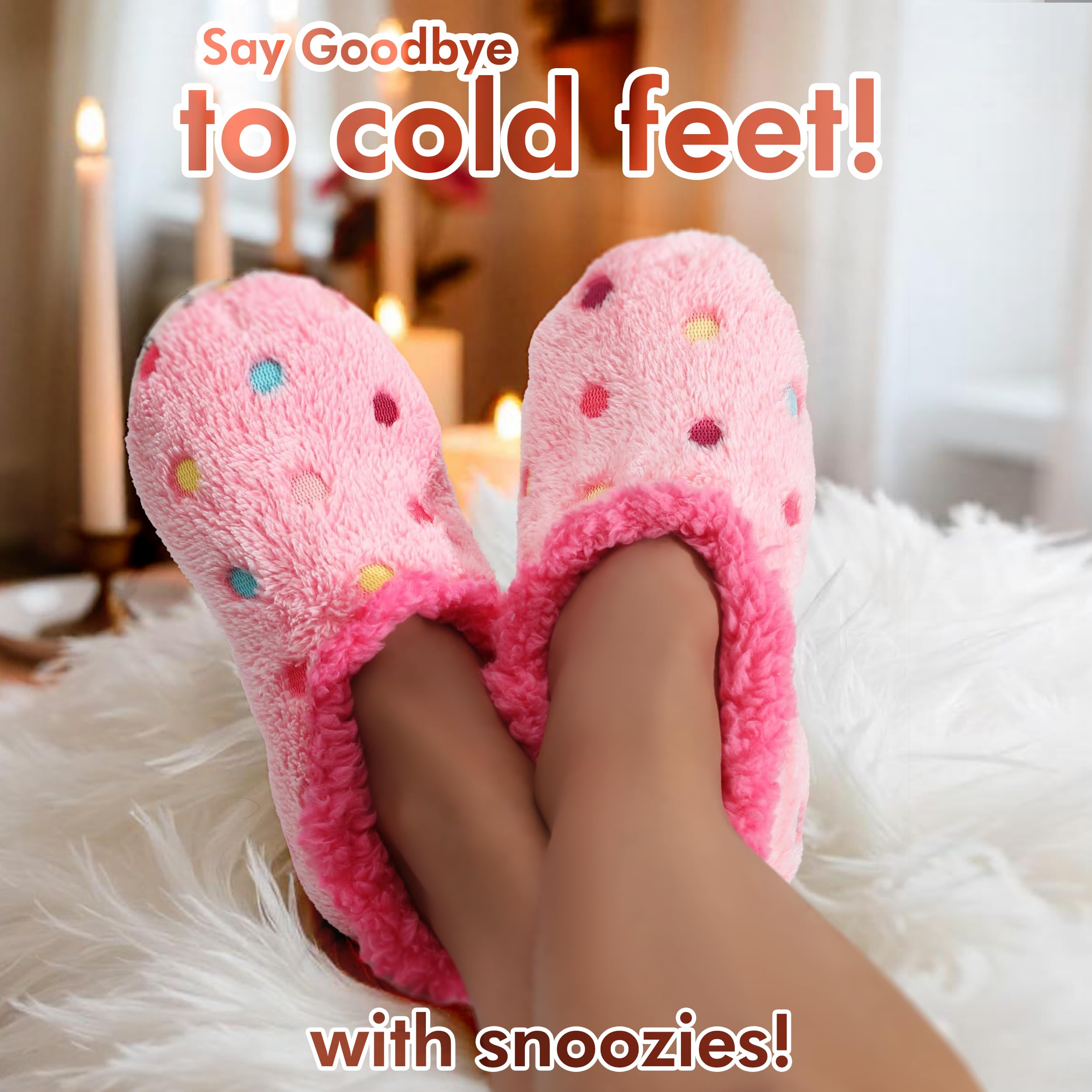 Snoozies Slippers for Women  Lotsa Dots colorful cozy Sherpa Slipper Socks  Womens House Slippers  cozy Slippers for Women  Fuzz