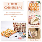 ZLFSRQ 2Pcs Daisy Flower Makeup Bag Travel Cute Cosmetic Bags for Women Large Floral Makeup Pouch Zipper Cosmetic Pouch Set for