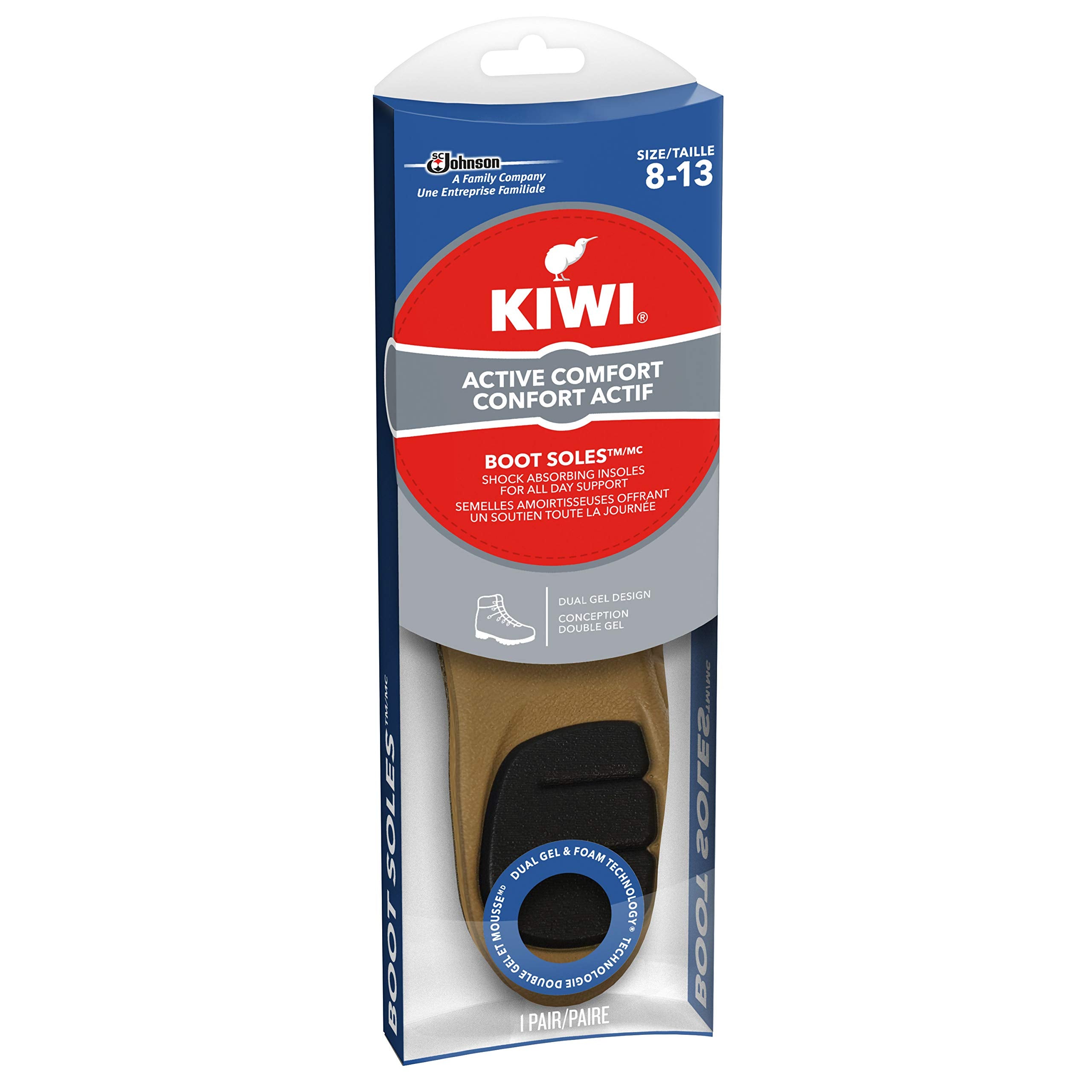 KIWI Shoe Insoles and Inserts for All Day Support , Performance Foam Absorbs Shock for Ultimate Comfort , Gel , Boots , Men 8-13