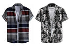 Rebelify MenS Lycra Bland Shirt With Half Sleeves Button Down Closure Round Collar Neck Printed Pattern Relaxed Fit And Standar