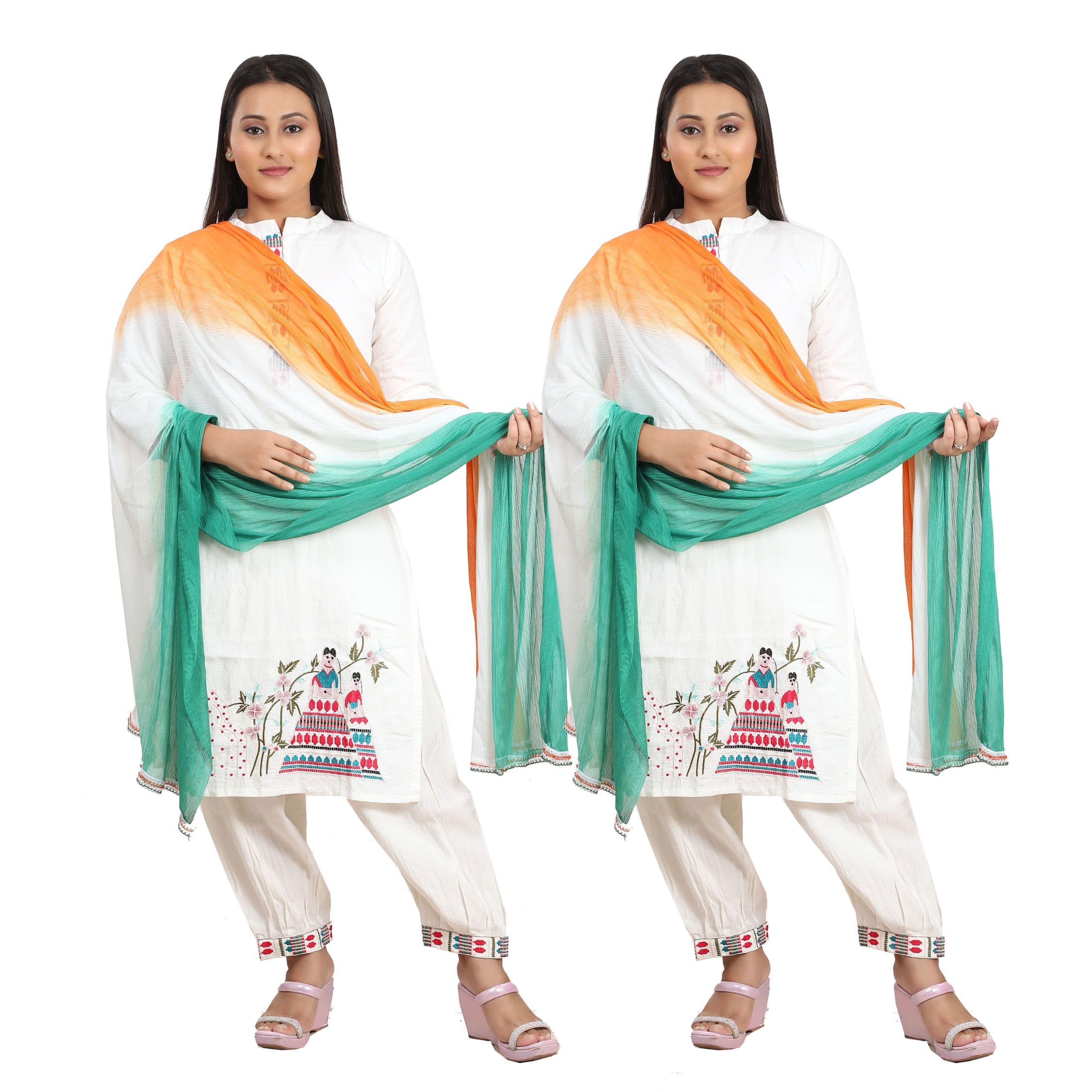 Fabme Women'S Tricolor/Tiranga Dupatta For Republic Day (Pack Of 2)
