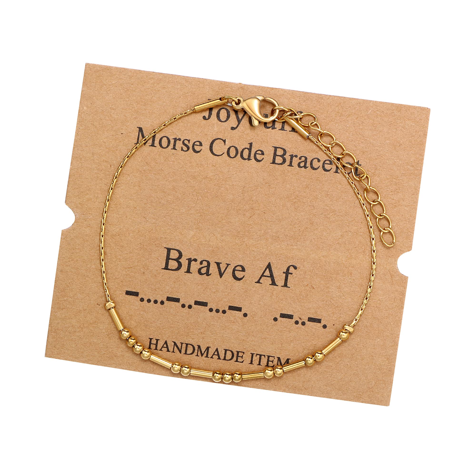JoycuFF Morse Code Bracelets for Women Brave Af Inspirational Birthday Mother's Day Christmas Gifts for Best Friend Mom Sister D