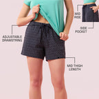 Enamor Womens Boxer Shorts (E062_Navy Zigzag PRT