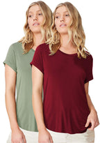 Fabricorn Womens T-Shirts (CMB01_MRN_SageGrn_UpDown_3XL_3XL_Maroon & Sage Green_XXX-Large)
