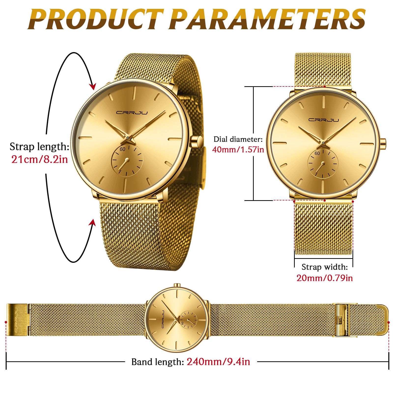 FIZILI Mens Watches Ultra-Thin Minimalist Waterproof-Fashion Wrist Watch for Men Unisex Dress with Stainless Steel Mesh Band-Ros