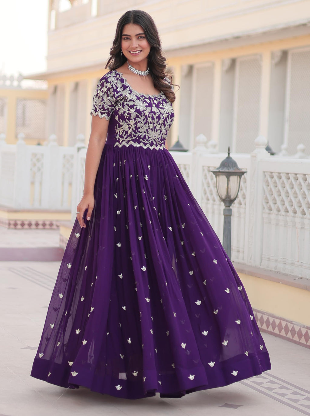 Fashion Basket Pink Anarkali Kurta Set with Embroidered Work for Women
