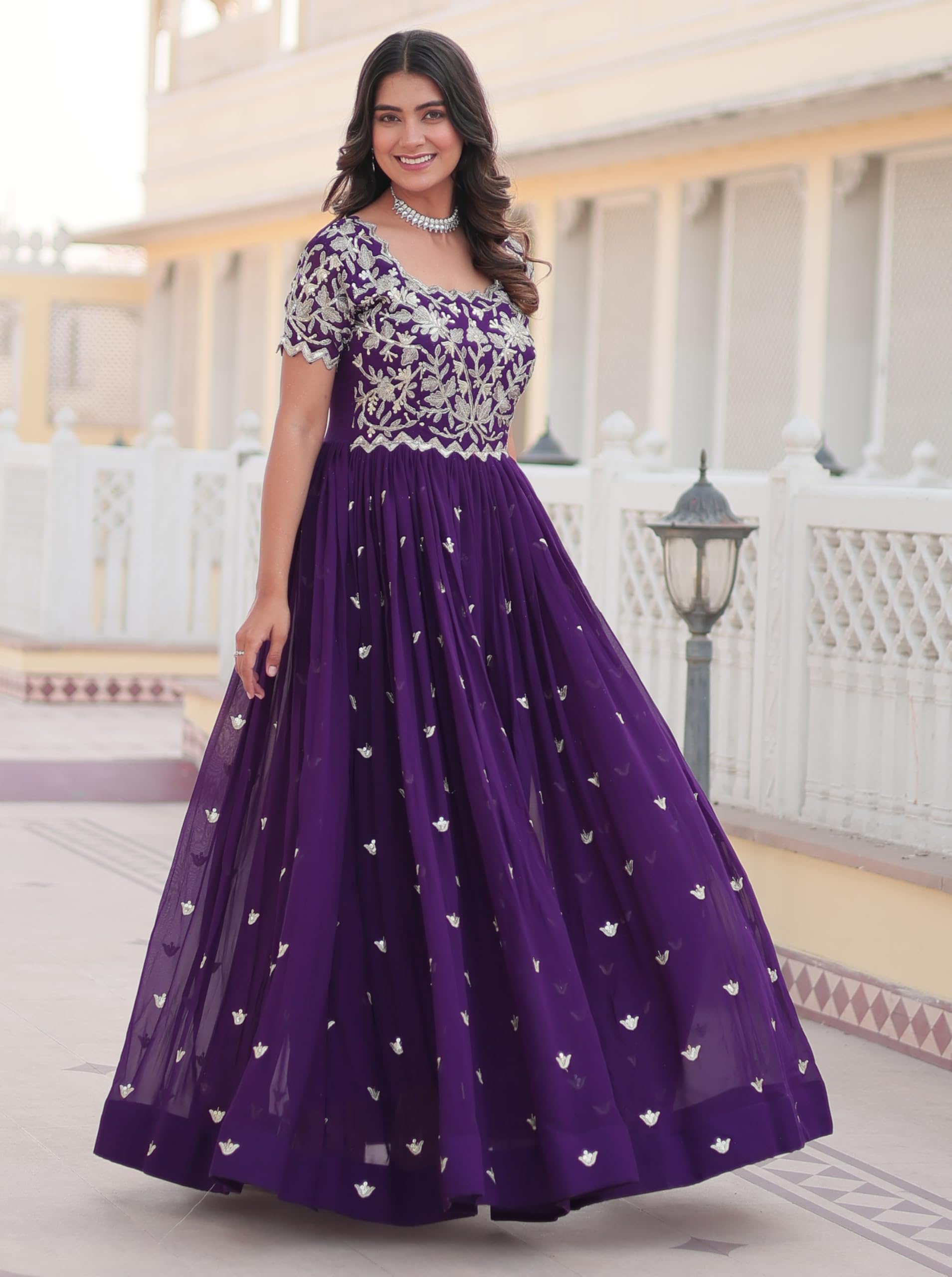 Fashion Basket Pink Anarkali Kurta Set with Embroidered Work for Women